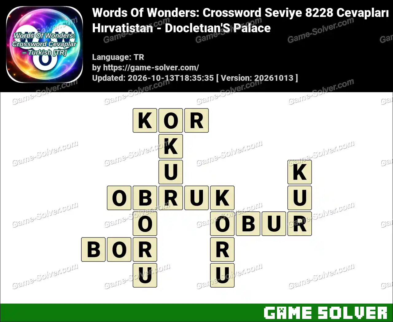 Words Of Wonders: Crossword Seviye 8228 Cevapları – Hırvatistan – Dıocletıan’S Palace